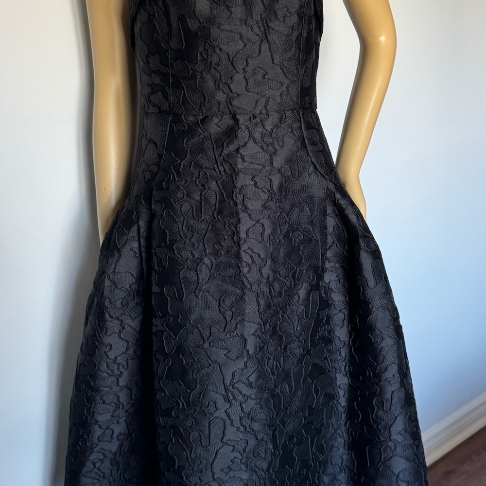 Elegant Black Textured Dress. Ptp 18” lenght 39”fully lined - Picture 10 of 12